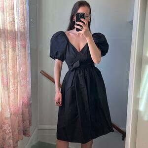 Vintage black formal midi dress cocktail puff sleeve princess whimsigoth regency